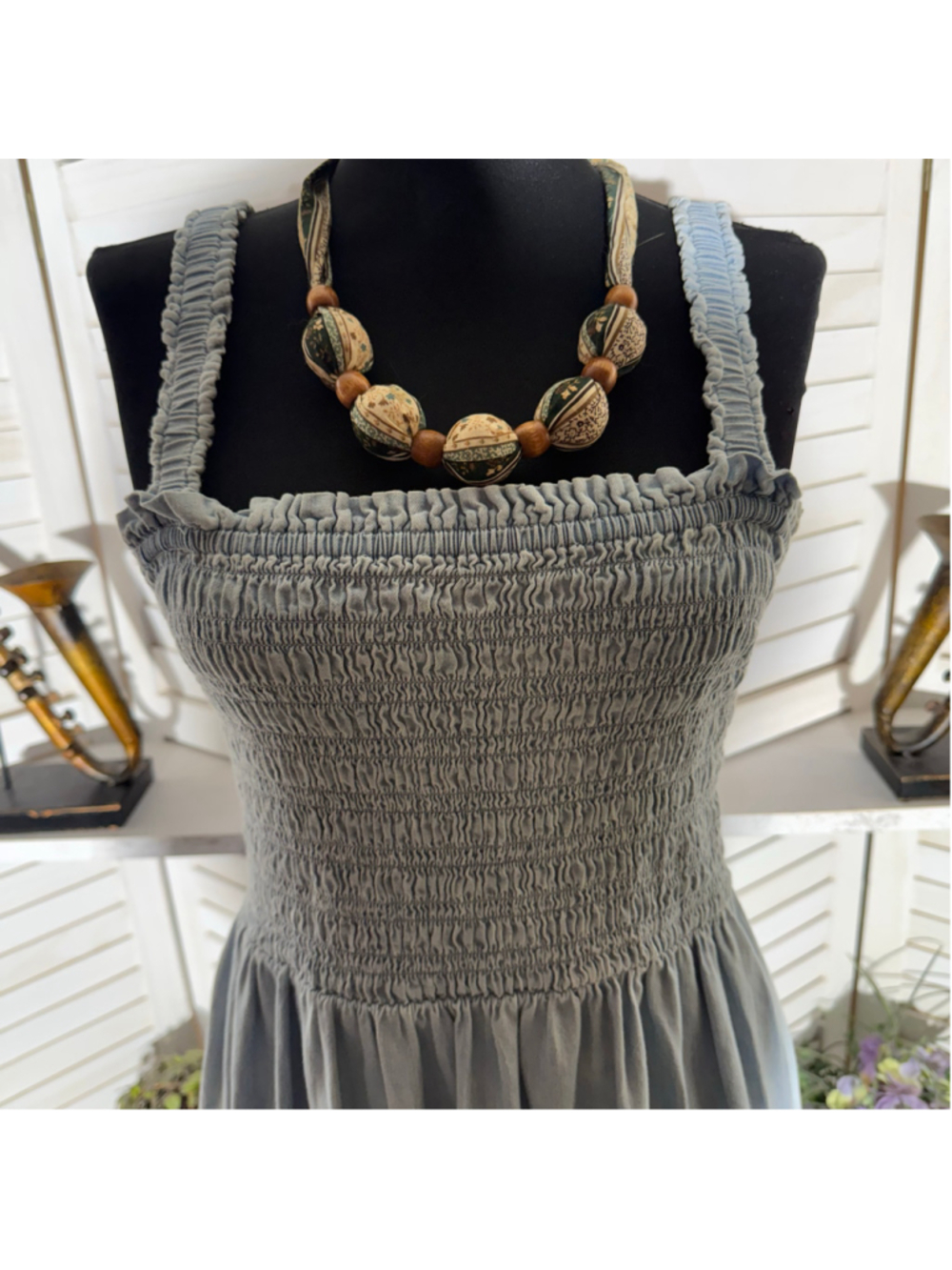 Vintage Y2K Gap babydooll denim dress tiered cotton cottage boho Western coastal - Picture 11 of 11